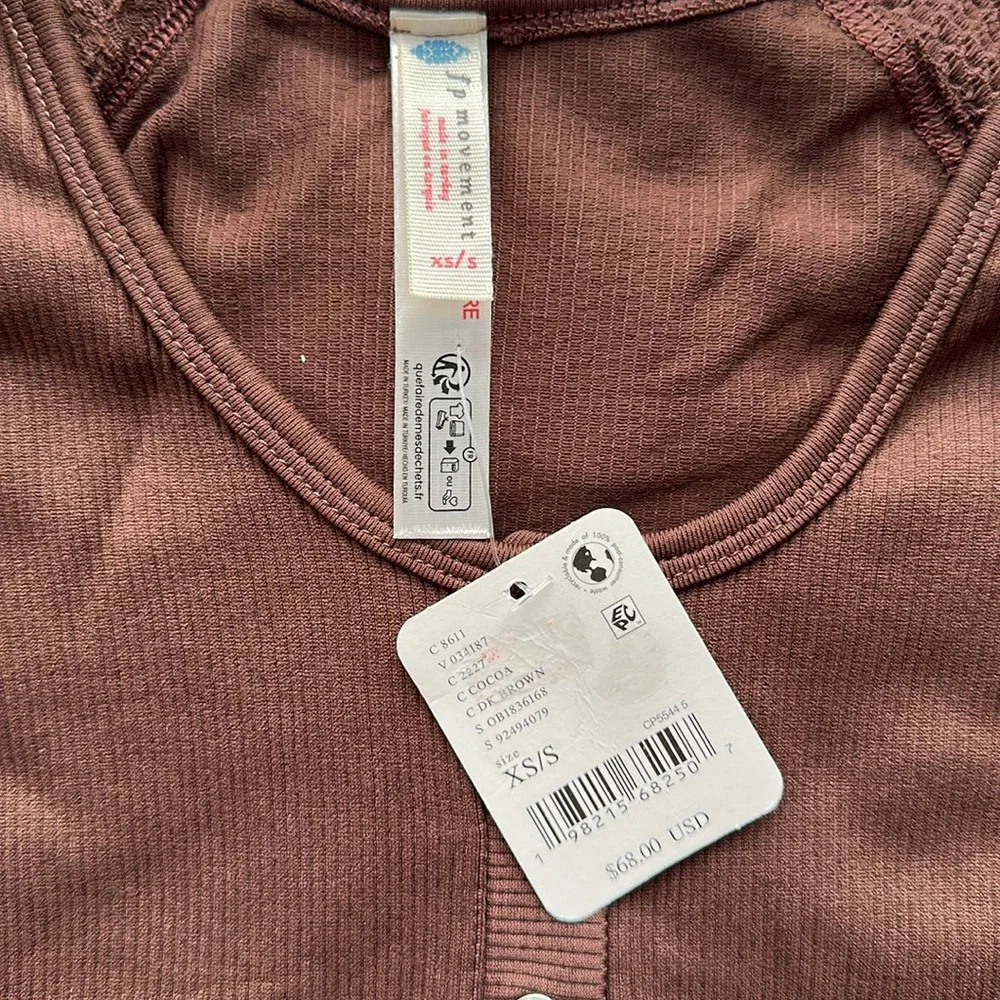 NWT Free People Movement Bail Out Long Sleeve Layer Cropped Cocoa size XS/S, M/L